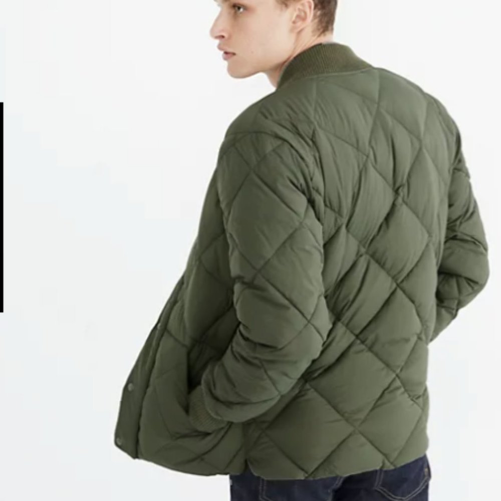 Madewell Men's Quilted Puffer Bomber Jacket - Gem